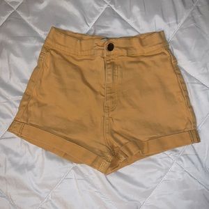 High waisted yellow shorts